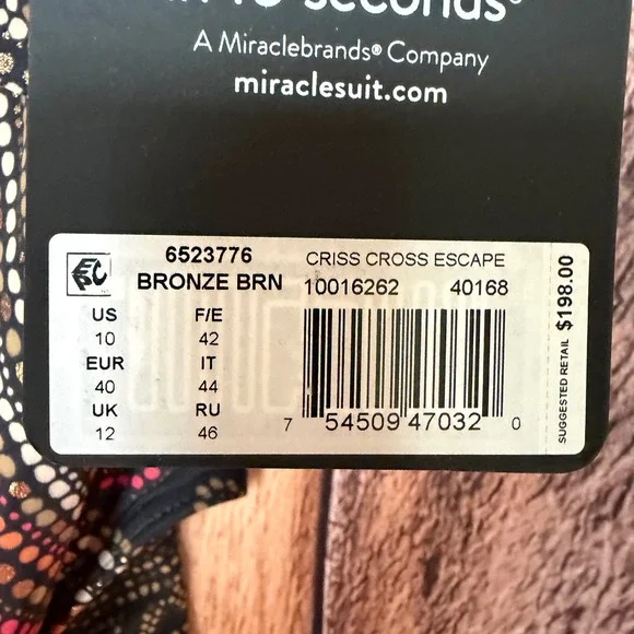 Miraclesuit Criss Cross Escape One Piece Swimsuit Bronze Tummy Control Sz 10 NWT - Picture 3 of 4
